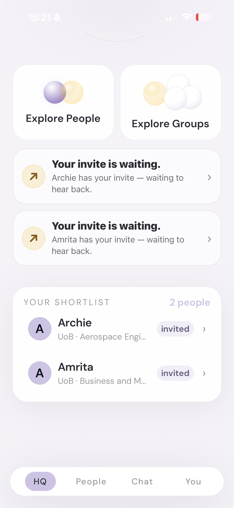 Maison showing two invitations waiting for a reply